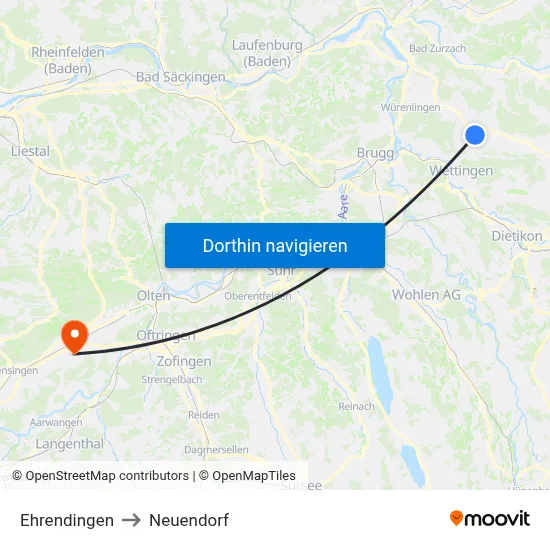 Ehrendingen to Neuendorf map