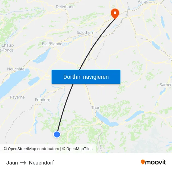 Jaun to Neuendorf map