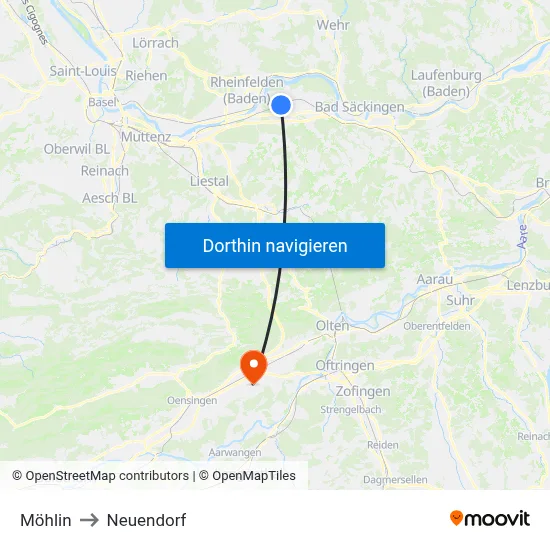 Möhlin to Neuendorf map
