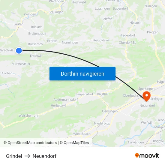 Grindel to Neuendorf map