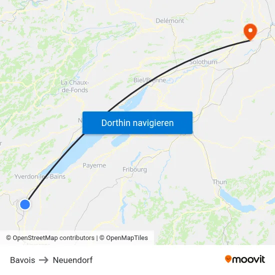 Bavois to Neuendorf map