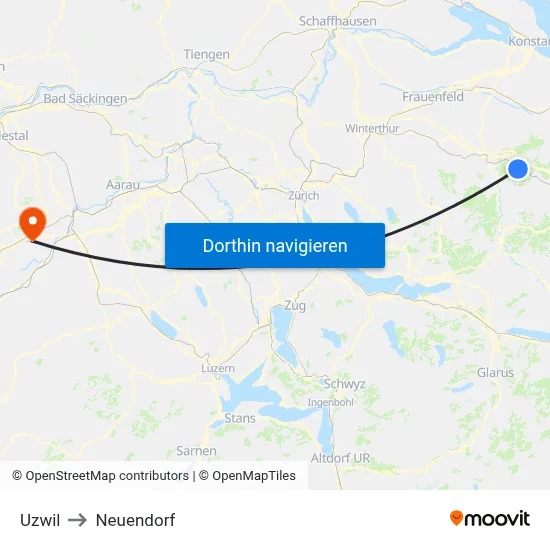 Uzwil to Neuendorf map
