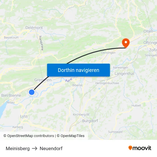 Meinisberg to Neuendorf map