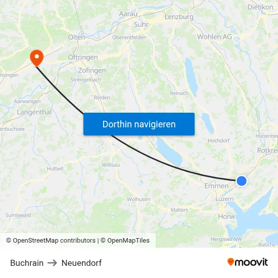 Buchrain to Neuendorf map