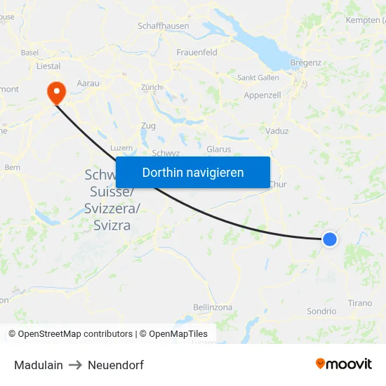 Madulain to Neuendorf map