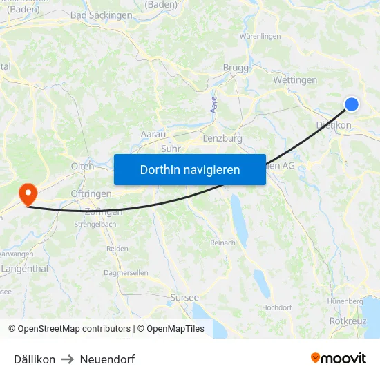 Dällikon to Neuendorf map