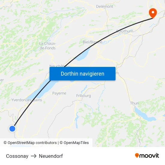 Cossonay to Neuendorf map