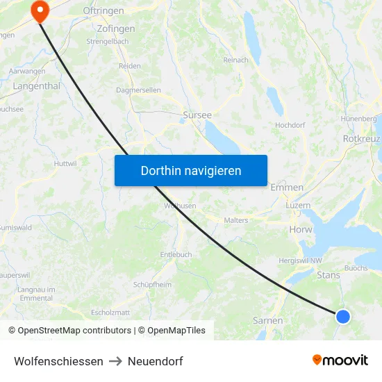 Wolfenschiessen to Neuendorf map