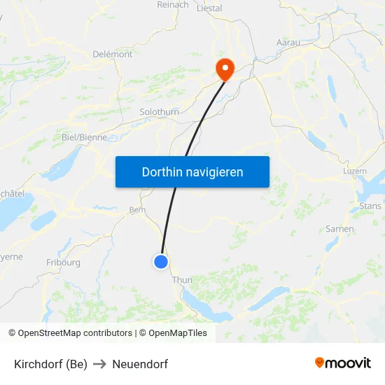 Kirchdorf (Be) to Neuendorf map