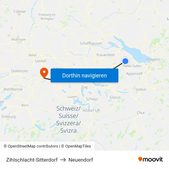 Zihlschlacht-Sitterdorf to Neuendorf map