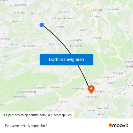 Seewen to Neuendorf map