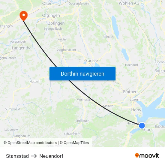 Stansstad to Neuendorf map