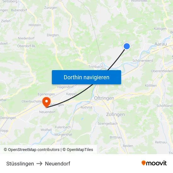 Stüsslingen to Neuendorf map