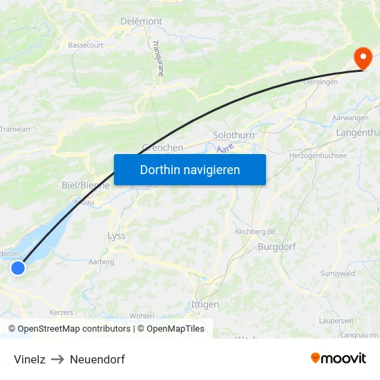 Vinelz to Neuendorf map
