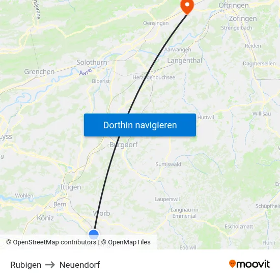 Rubigen to Neuendorf map
