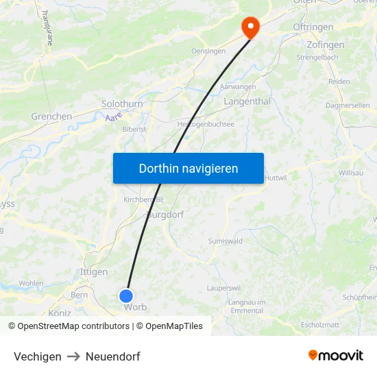 Vechigen to Neuendorf map