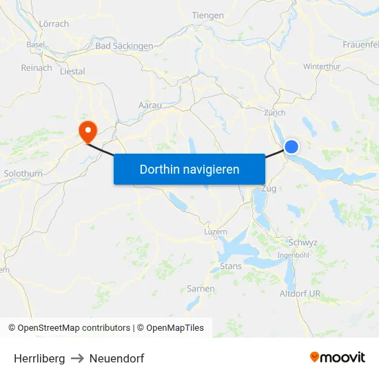 Herrliberg to Neuendorf map