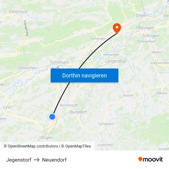 Jegenstorf to Neuendorf map