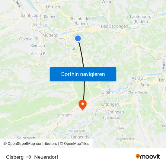 Olsberg to Neuendorf map