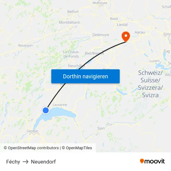 Féchy to Neuendorf map