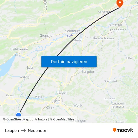 Laupen to Neuendorf map