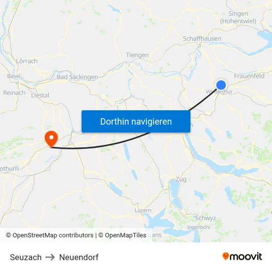 Seuzach to Neuendorf map