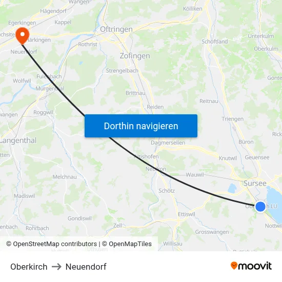 Oberkirch to Neuendorf map