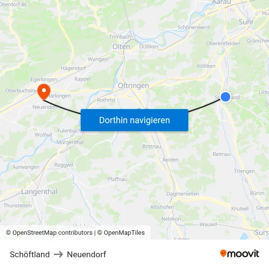 Schöftland to Neuendorf map