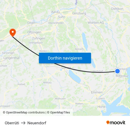 Oberrüti to Neuendorf map