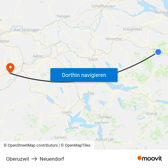 Oberuzwil to Neuendorf map