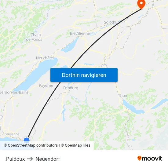 Puidoux to Neuendorf map