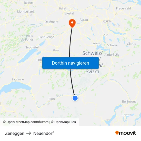 Zeneggen to Neuendorf map