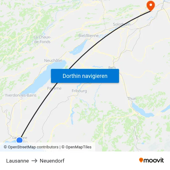 Lausanne to Neuendorf map