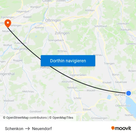 Schenkon to Neuendorf map