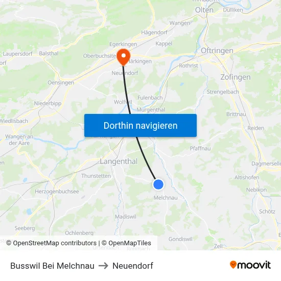 Busswil Bei Melchnau to Neuendorf map