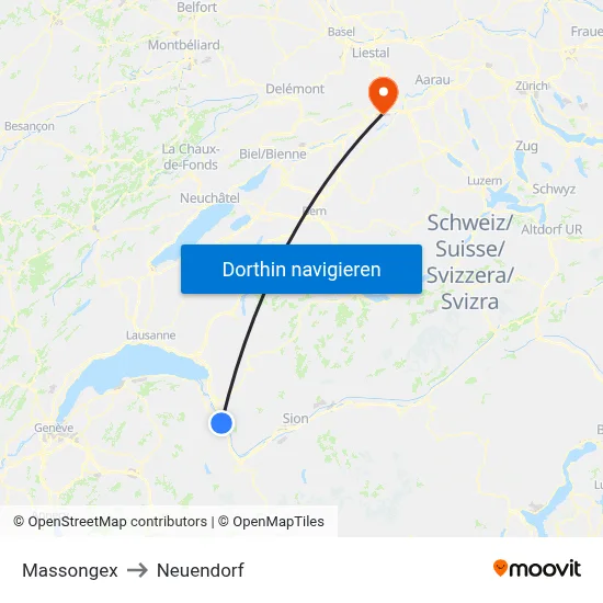 Massongex to Neuendorf map