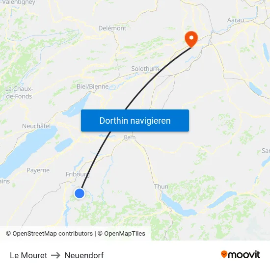 Le Mouret to Neuendorf map