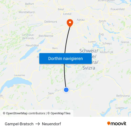Gampel-Bratsch to Neuendorf map