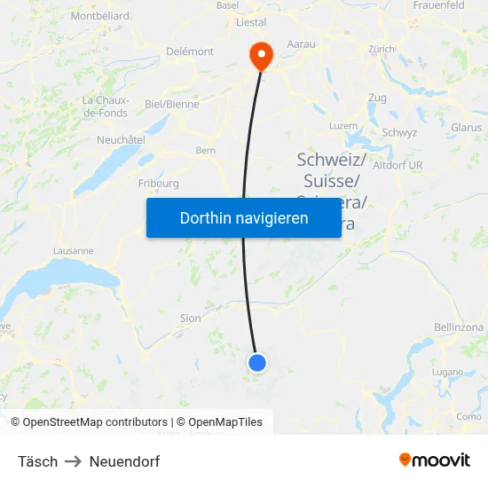 Täsch to Neuendorf map
