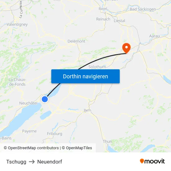 Tschugg to Neuendorf map
