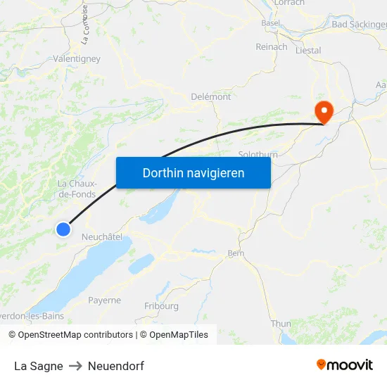 La Sagne to Neuendorf map