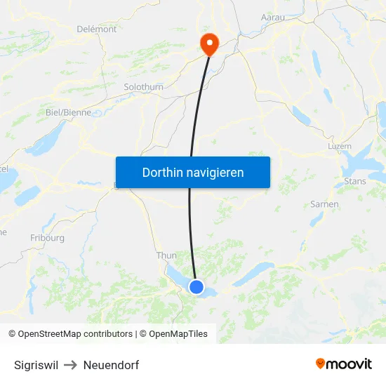 Sigriswil to Neuendorf map