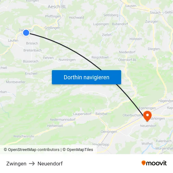 Zwingen to Neuendorf map