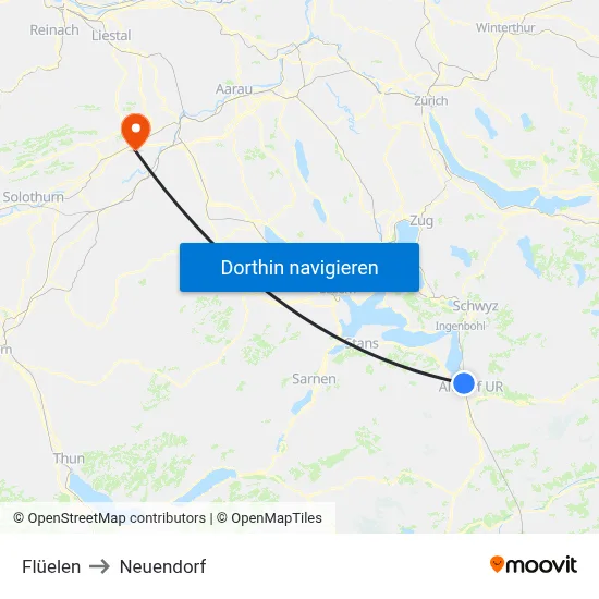 Flüelen to Neuendorf map