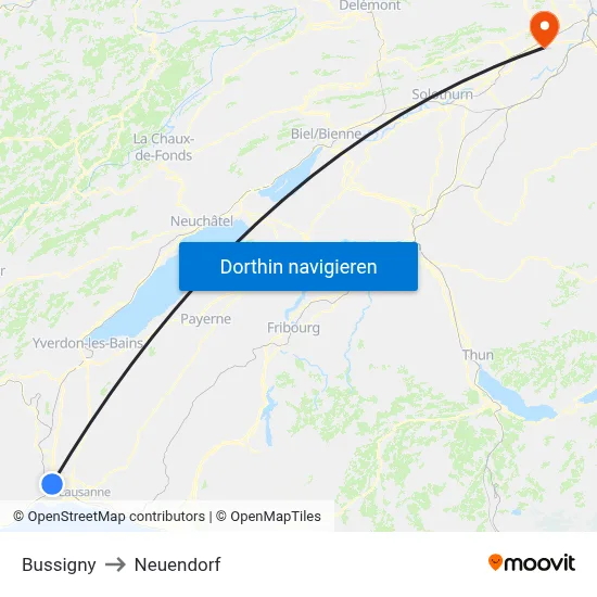 Bussigny to Neuendorf map