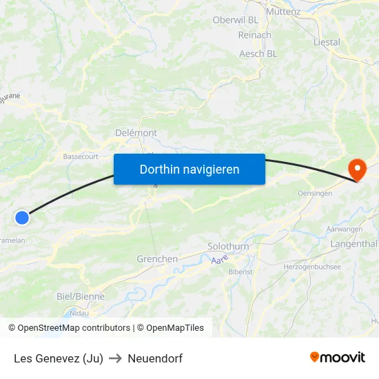 Les Genevez (Ju) to Neuendorf map