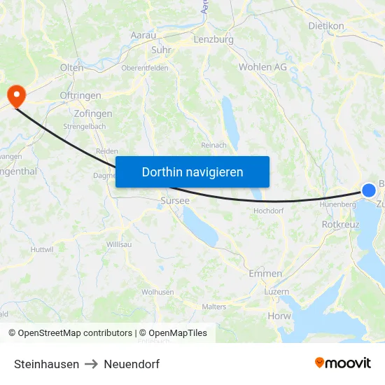 Steinhausen to Neuendorf map