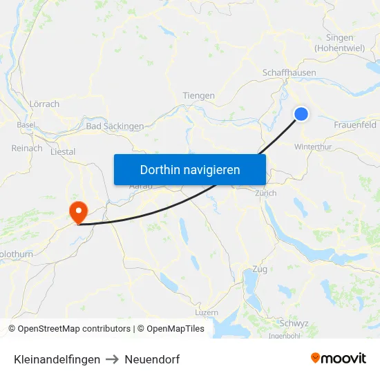 Kleinandelfingen to Neuendorf map