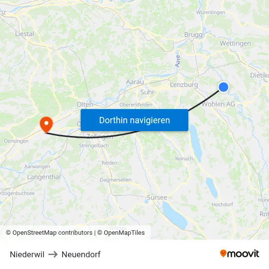 Niederwil to Neuendorf map
