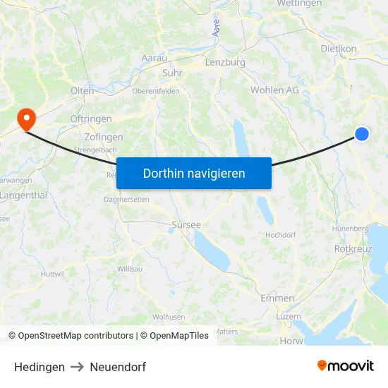 Hedingen to Neuendorf map
